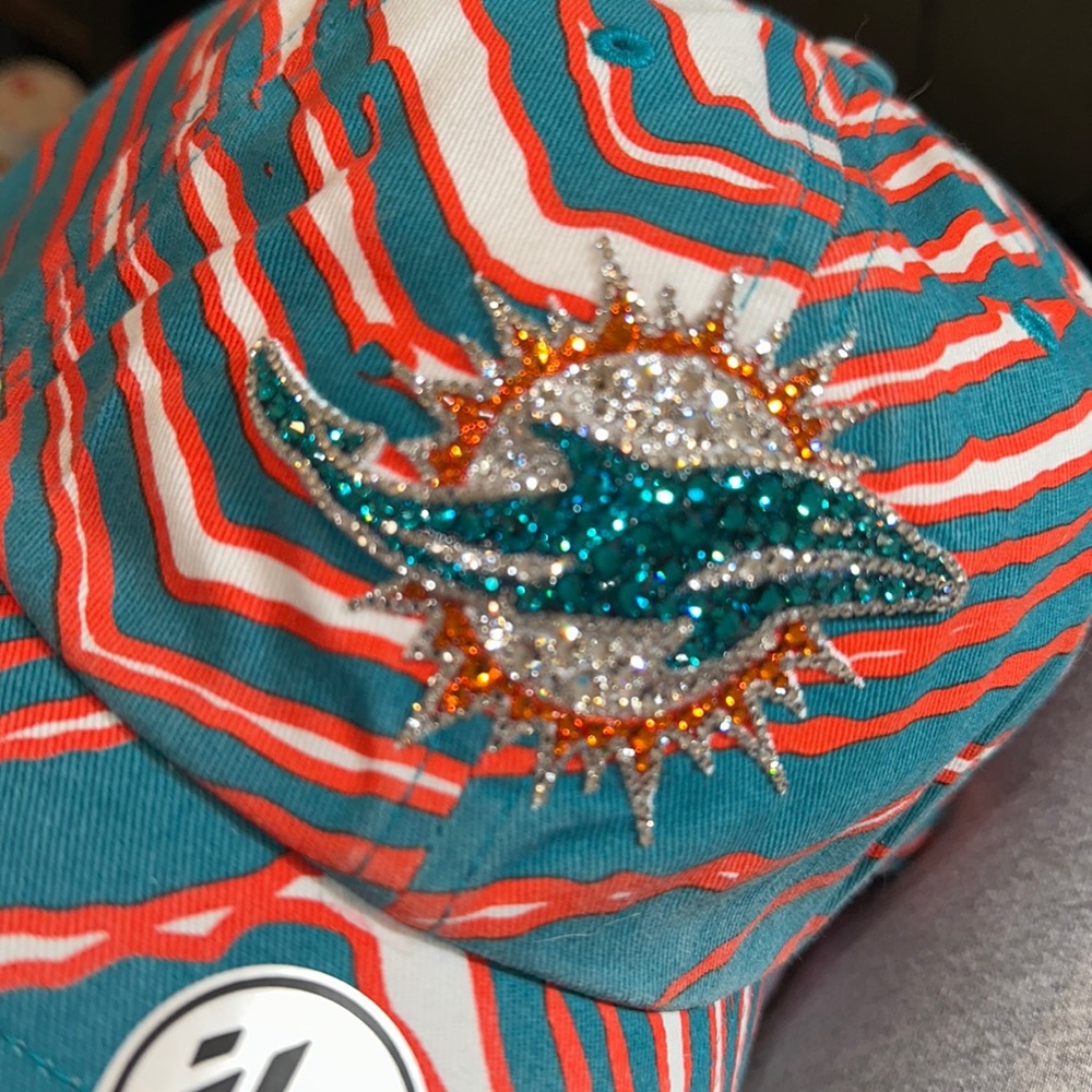 Miami Dolphins Logo Swarovski crystal embellished adjustable hat